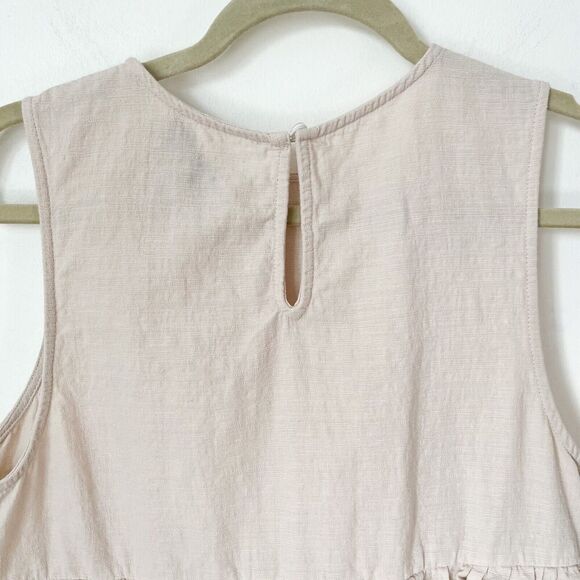 En Saison Viggo Sleeveless Tiered Mini Dress Womens Medium Beige Cotton Natural - Picture 11 of 16